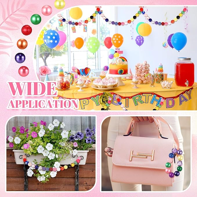 100 Pcs 20mm Rhinestone Bubblegum Beads for Pens Mixed Crystal Resin Chunky Beads for DIY Craft Keychain Necklace Bracelet Jewelry Making(Mix Color)