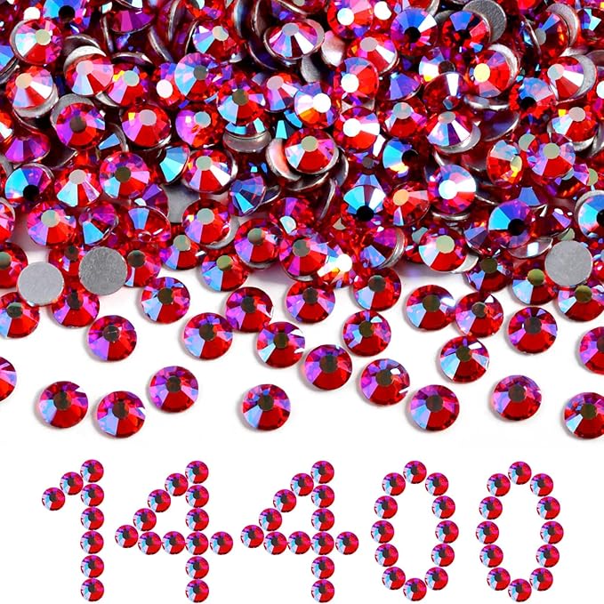 Beadsland Flatback Rhinestones Bulk, 14400pcs Rhinestones for Nails Crafts Clothes DIY Decoration, Hyacinth AB, SS20, 4.6-4.8mm