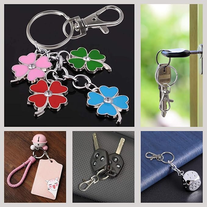 SANNIX 60pcs Keyrings Key Chain Clip Hooks Swivel Clasps Lanyard Snap Hooks with Split Key Rings, Keychain Hooks for Hanging Crafts Jewellery Making