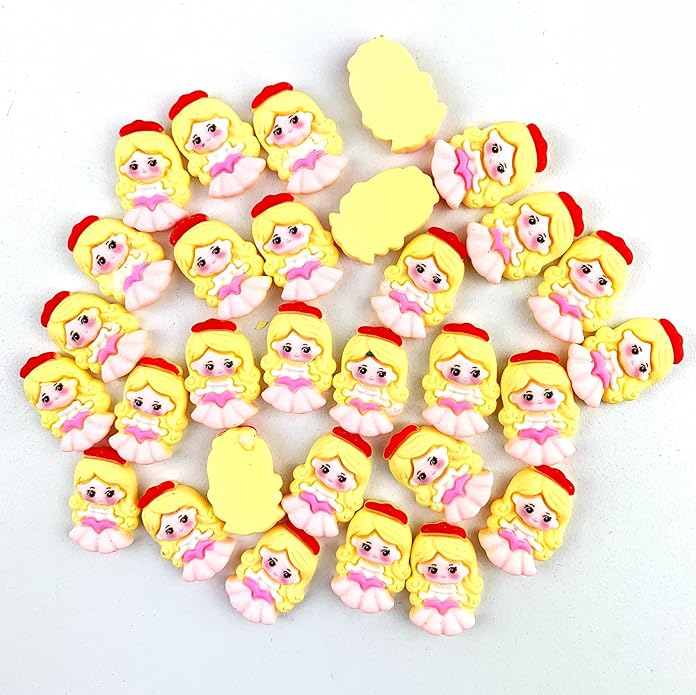 Heyiwell 25PC Flatback Resin Cute Princesses Girls Slime Charms for Scrapbooking Embellishments Making Girls Hairclip Hair Bows Ornament DIY Craft 26X18mm
