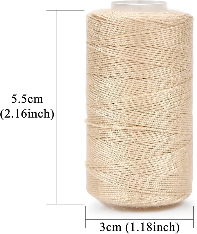 XCZYN Needle and Thread Set Professional Hair Extension Tools 10Pcs Curved Needle with 3Pcs Beige Threads for Making Wig DIY Hand Sewing Hair Weave Extension (3 Thread, Beige)