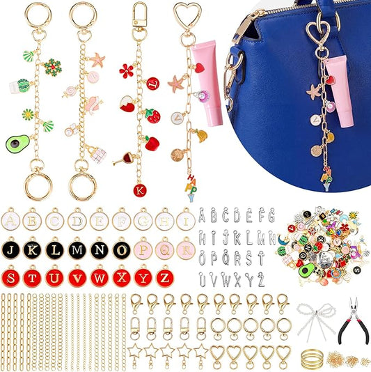 DRHWEFSQ 648Pcs Lipgloss Keychain Making Kit - DIY Jewelry Supplies with 236 Charms, 50 Extender Chains, 60 Clips, 300 Jump Rings & Plier for Custom Keychains, Bags, Handmade Gifts