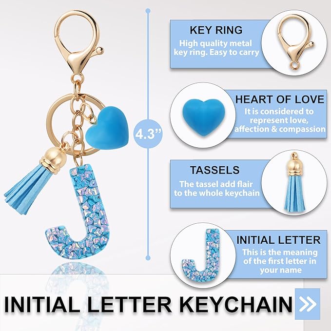 Alphabet Initial Letter Keychain Cute Heart Resin - Letter Keychain for Backpack Charms - Initial Keychains for Women