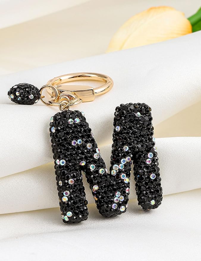 Initial Keychain for Women Girls,Bling Letter Key chain Initial with Heart,Pink Keychain Charms for Backpack Handbag
