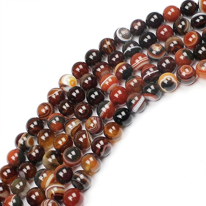 MJDCB Red Coffee Agate Beads Natural Agate Stone Round Loose Beads Ball Handmade Jewelry Bracelet Making DIY (10mm)