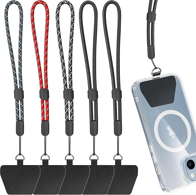 Cell Phone Lanyard, 5 Pack Adjustable Phone Wrist Strap with 5 Pack Tether Tab fit iPhone and Most Cell Phones