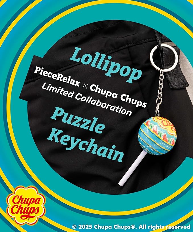 PieceRelax Chupa Chups X 3D Puzzle Keychain 24 Plastic Pieces - Chups My Flavor - Portable Key Ring Unique Gifts