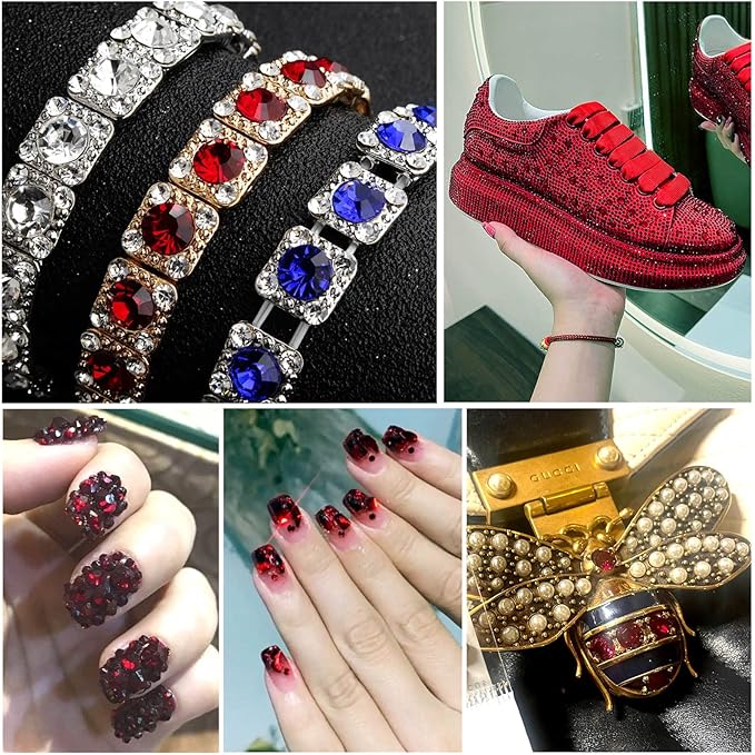 Beadsland Flatback Rhinestones Bulk,14400pcs Red Rhinestones for Nails Crafts Clothes DIY Decoration, Dark Siam, SS30, 6.3-6.5mm