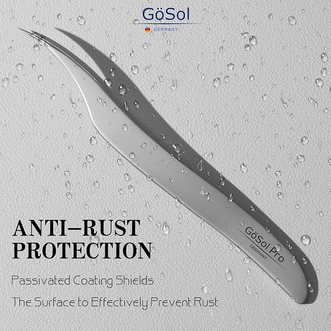 GöSol Pro Lash Tweezers for Eyelash Extensions, Professional Dolphin Isolation Eyelash Tweezers for High Precision Pick/Fan/Wiggle/Apply; 420 Stainless Steel Lash Tweezer for Volume & Classic Lashes