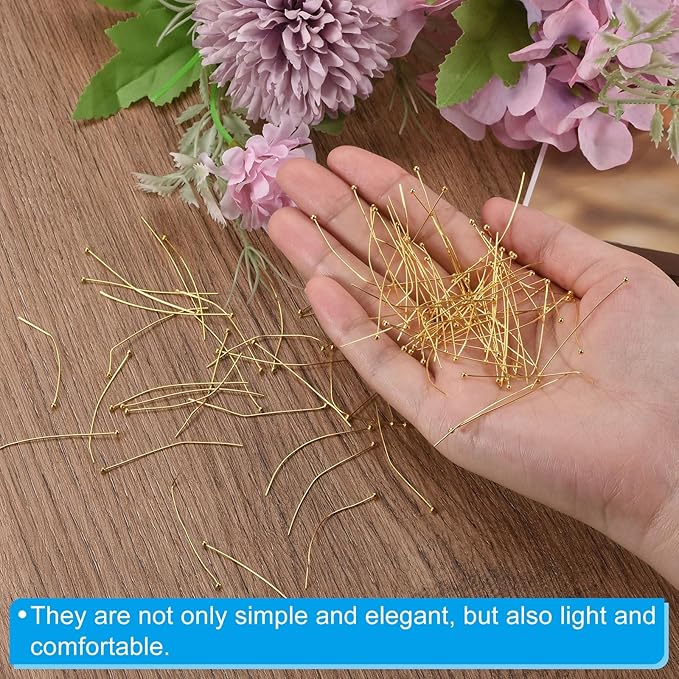 PATIKIL 100Pcs Rose Gold Ball Head Pins Jewelry Making 24 Gauge 18mm Wire Head Pins Brass Round Ball Head Pins Metal End Head Pins for DIY Craft Necklaces Bracelets Earrings