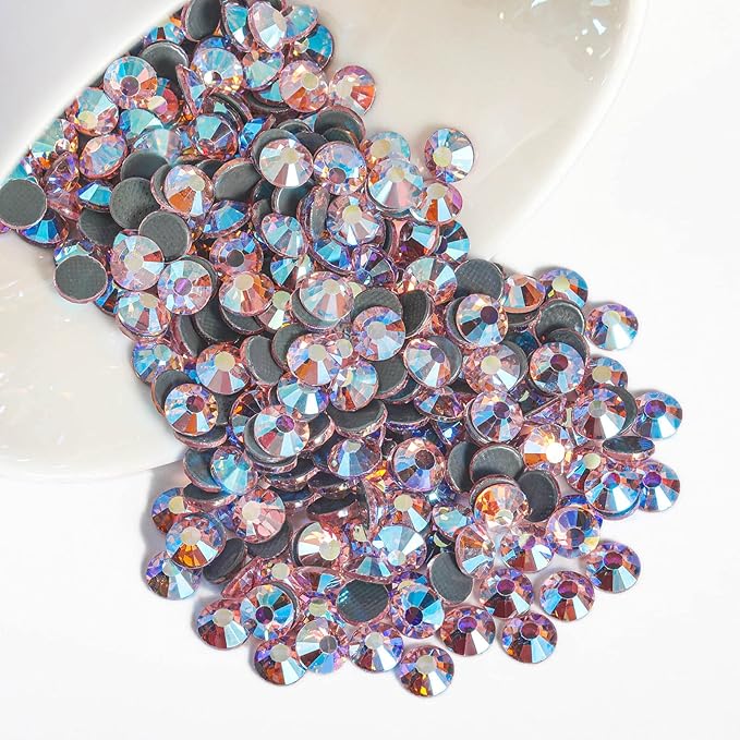 Beadsland Hotfix Rhinestones, 1440pcs Flatback Crystal Rhinestones for Crafts Clothes DIY Decorations, Light Pink AB, SS20, 4.6-4.8mm