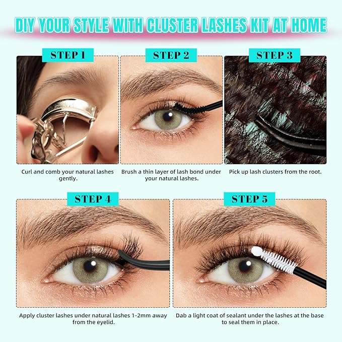 Brown Lash Clusters 320Pcs 80D Brown Eyelashes Cluster D Curl Individual Wispy Lashes Cluster for DIY Cluster Eyelash Extensions at Home for Beginners (Mix10-16mm)