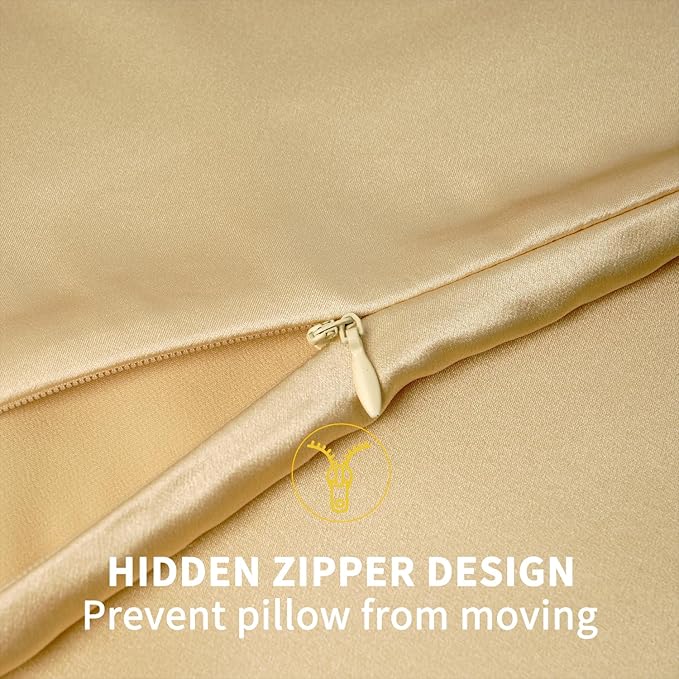 ZIMASILK 100% Pure Mulberry Silk Pillowcase for Hair and Skin Health,Soft and Smooth,Both Sides Premium Grade 6A Silk,600 Thread Count,with Hidden Zipper,1pc (King 20''x36'',Champagne)