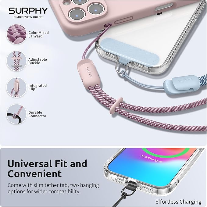 SURPHY 3 Pack Phone Wrist Strap with CellPhone Tether Tab, Cellphone Lanyard, Phone Strap with 2-Color Braided, Wrist Lanyard
