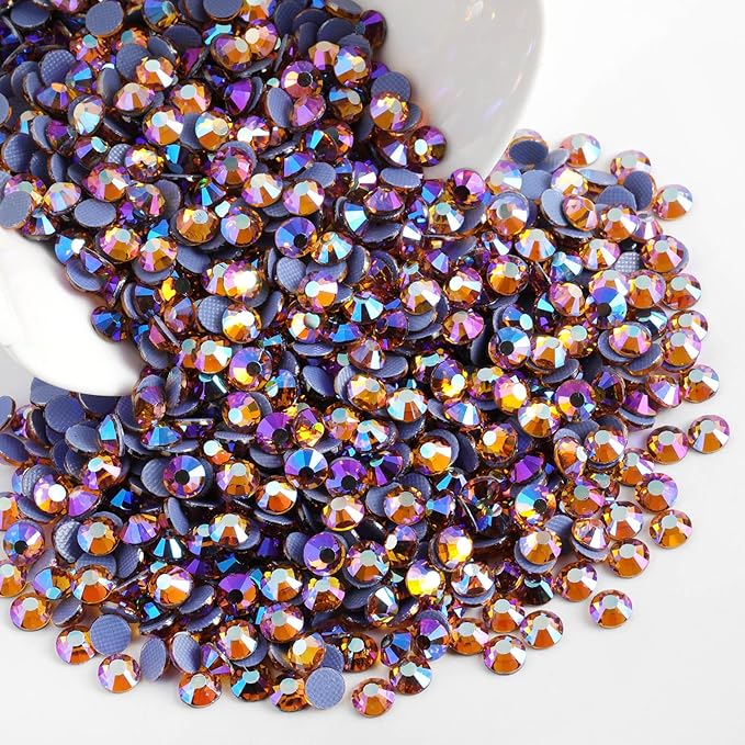 Beadsland Hotfix Rhinestones, 1440pcs Flatback Crystal Rhinestones for Crafts Clothes DIY Decoration, Topaz AB, SS12, 3.0-3.2mm