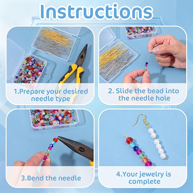 200 PCS Flat Head Pins, Stainless Steel Eye Pins 2 Inch Jewelry Making Pinflat Headpins Jewelrys Findings Eye Pin for DIY Craft Earring Bracelet Necklace Pendant(Silver Gold