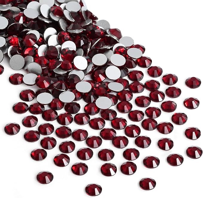 Jollin Glue Fix Crystal Flatback Rhinestones Glass Diamantes Gems for Crafting Nail Art Crafts Decorations Clothes Shoes 1.8mm (ss5 2880pcs, Dark Siam)