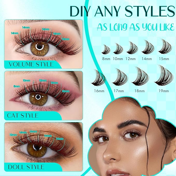Brown Lash Clusters 280PCS Eyelash Clusters Natural Looking Individual Lash Extenison Fluffy Cluster Lashes DIY Lashes at Home by GEMERRY（40P-10-18mm-Brown)