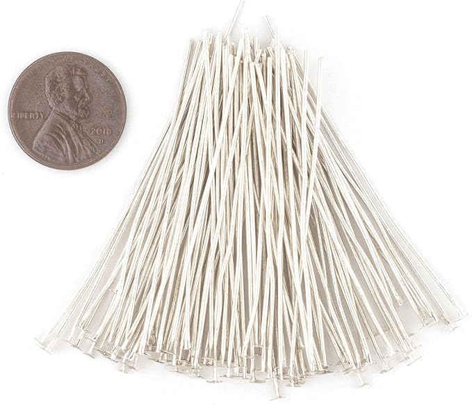 The Bead Chest Silver 21 Gauge 2 Inch Head Pins (Approx 100 Pieces)