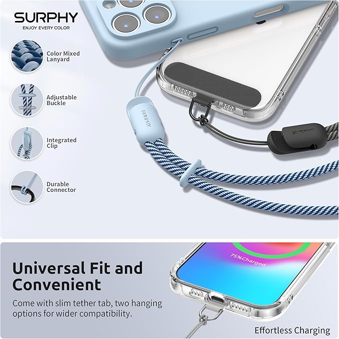 SURPHY 3 Pack Phone Wrist Strap with CellPhone Tether Tab, Cellphone Lanyard, Phone Strap with 2-Color Braided, Wrist Lanyard