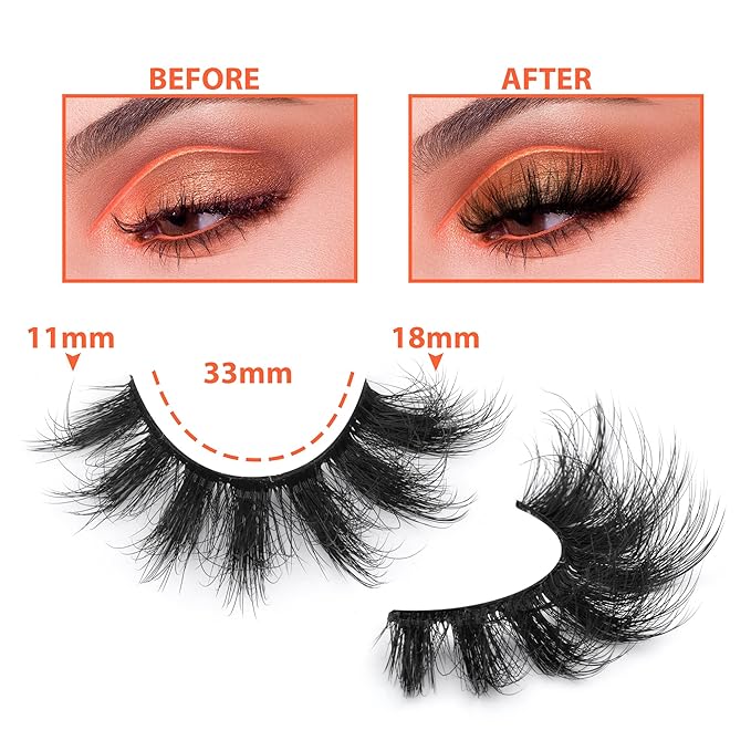 TOOCHUNAG Fluff 8D False Eyelashes 20mm Faux Mink Lashes Natural Fake Thick Volume Cat Eye Lashes 7 Pairs Multipack
