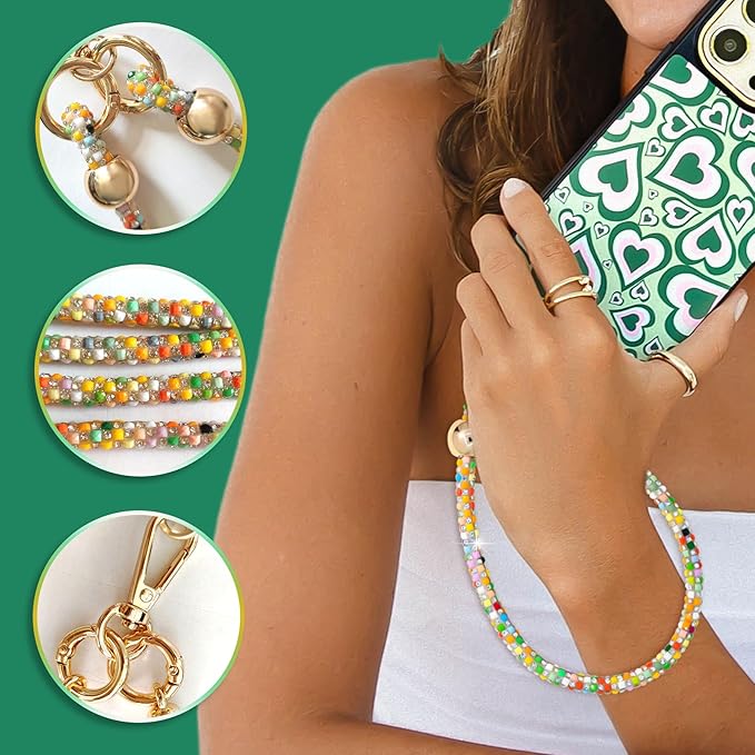 Crystal Phone Strap Crossbody and Wrist Lanyard, Anti Theft Layered & Wrist Strap Cell Phone Neck for Women
