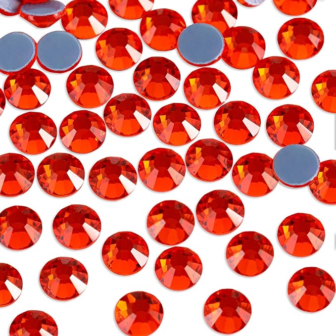Beadsland Hotfix Rhinestones, 2880pcs Flatback Crystal Rhinestones for Crafts Clothes DIY Decorations, Orange, SS8, 2.3-2.5mm