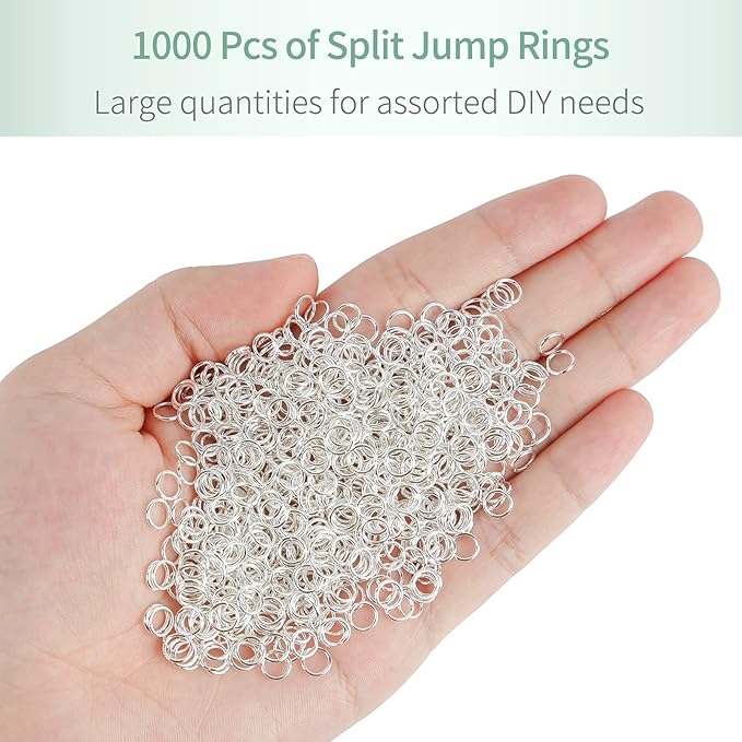Uniclife 6 mm Silver Jump Rings for Jewelry Making Open Single Loops Mini Ring Connectors for Keychains and Necklace Repair (1000 PCS)