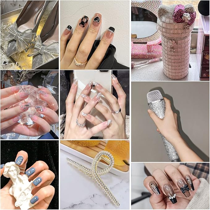 Beadsland Flatback Rhinestones Bulk, 2880pcs Silver Rhinestones for Nails Crafts Clothes DIY Decoration, Silver Hematite, SS30, 6.3-6.5mm