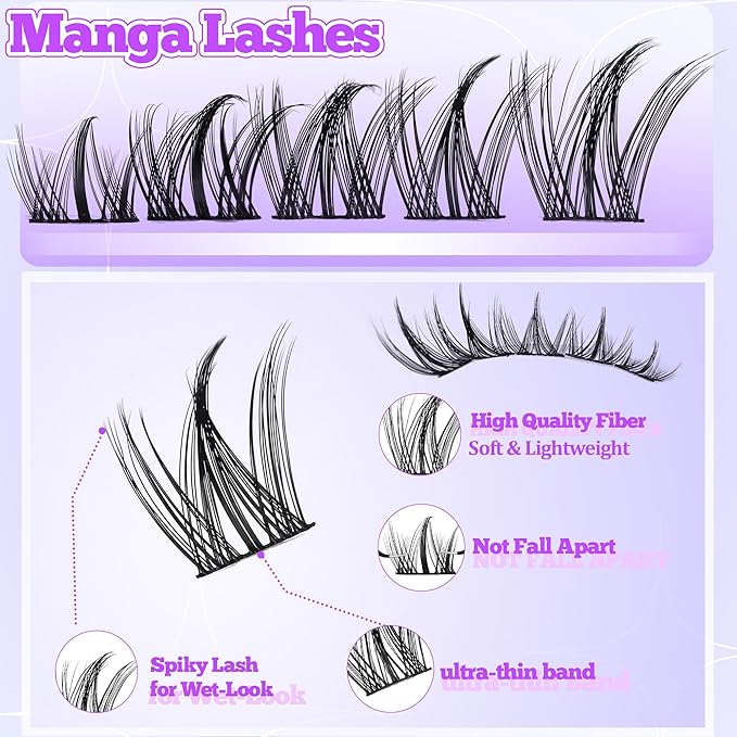 Himirell Lash Clusters Wispy Eyelash Cluster Eyelash Extensions Clusters Lashes Extension Natural Look Eyelashes Fairy Lash Clusters Manga Individual Lashes for Self Application (8-16MM)