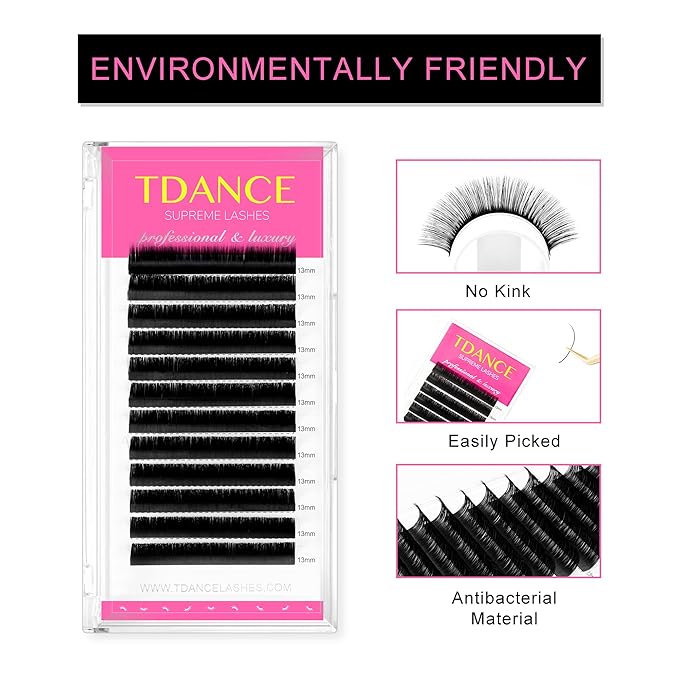 TDANCE Lash Extension Matte Black Eyelash Extension C CC D DD J B L Curl Volume & Classic Lash Extensions 0.03-0.18mm Thickness Professional Salon Use(0.05-CC,18 mm)