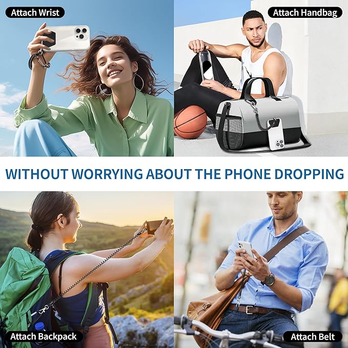 Doormoon Phone Lanyard Tether with 4 TPU Patch, Cell Phone Lanyard with 2 Phone Tether, 4 TPU Patch for Outdoor Hiking Climbing