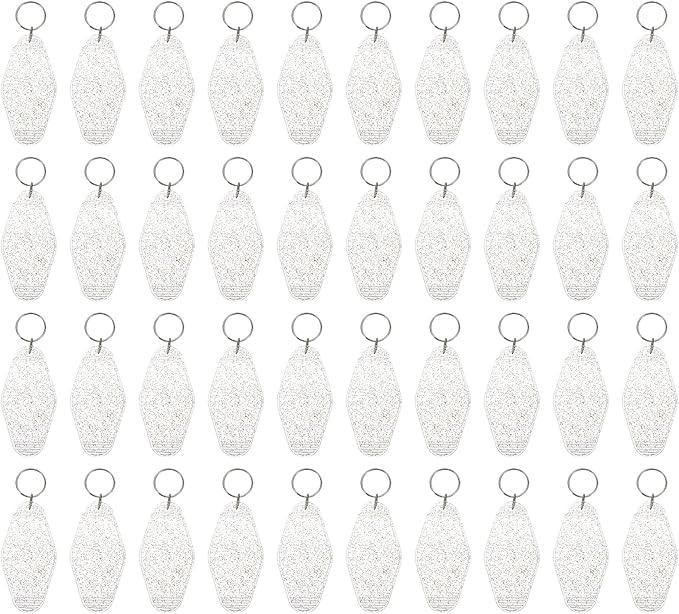 uxcell 40pcs Hotel Keychains Blank Vintage Plastic Rhombus Motel Keychains Hotel Key Tags Rings for DIY Luggage Labels