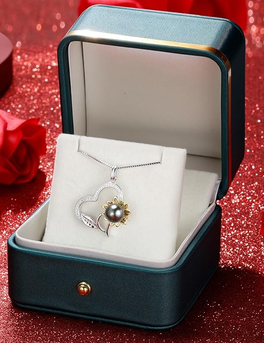 NONNYL Gifts for Women Wife-Tahitian Black Pearl-Necklace-Gift for Wife Wedding Birthday Anniversary Jewelry-Mom Girlfriend Her Mothers Day Gifts for Mom Women Valentines Day Christmas Day Gifts