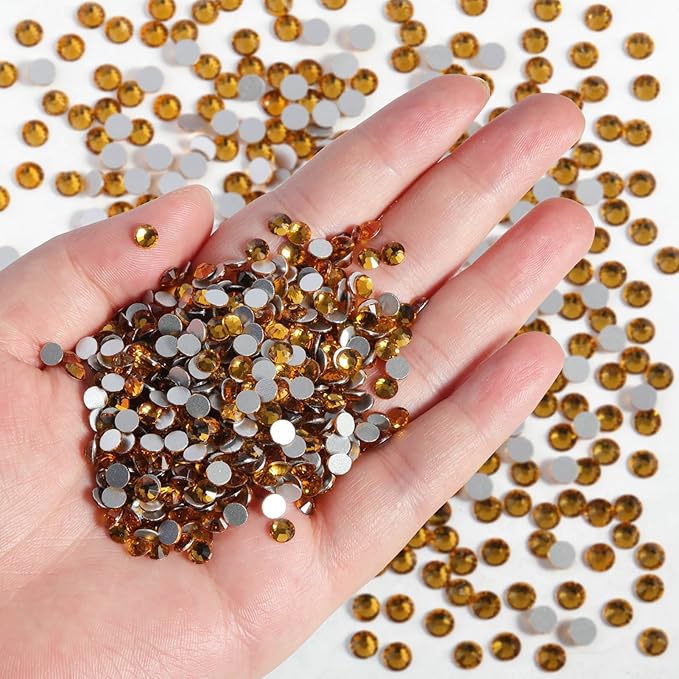 Beadsland Flatback Rhinestones Bulk,14400pcs Topaz Rhinestones for Nails Crafts Clothes DIY Decoration, Topaz, SS6, 1.9-2.1mm