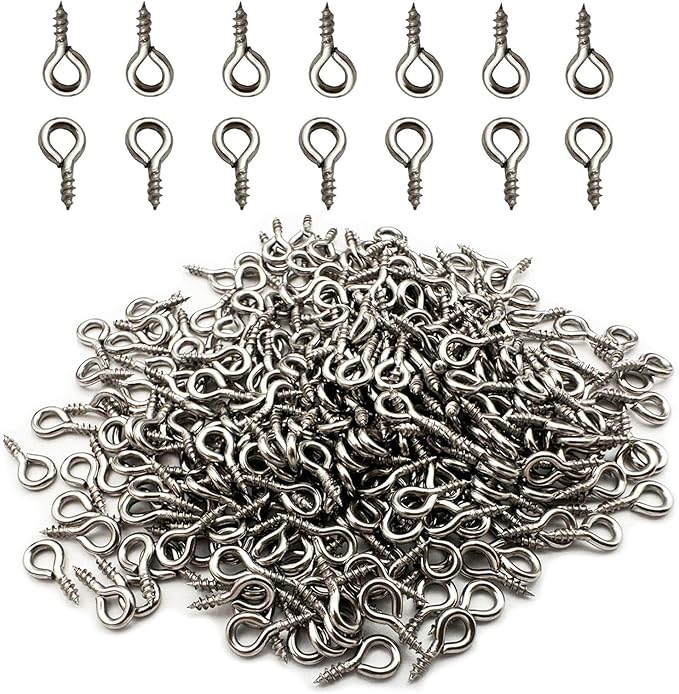 1000 Pcs Small Screw Eye Pins Jewelry Making Eyelet Hook for Craft 10 x 5mm Silver
