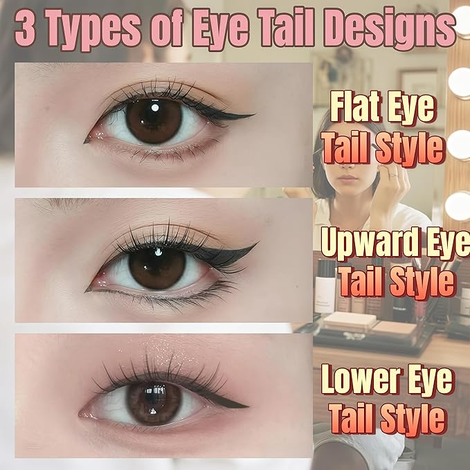 2 Pcs Gel Eyeliner Pencil Set, 2025 New Foldable Eyeliner Stamp for Perfect Wings, Waterproof Eyeliners Tool, Smudge Proof Eyeliners Pen for Beginners