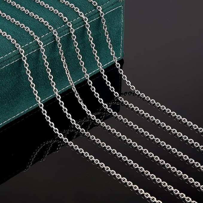 UMAOKANG 16.4 Feet Stainless Steel Chain for Jewelry Making Small Cable Chain Bulk with Jump Rings and Lobster Clasps
