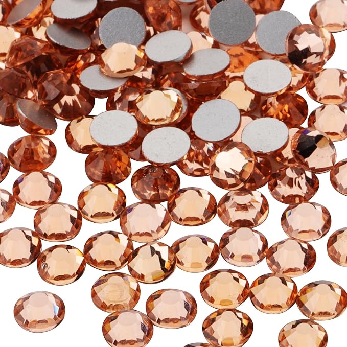 Jollin Glue Fix Crystal Flatback Rhinestones Glass Diamantes Gems for Crafting Nail Art Crafts Decorations Clothes Shoes 8.4mm (ss40 144pcs, Champagne)