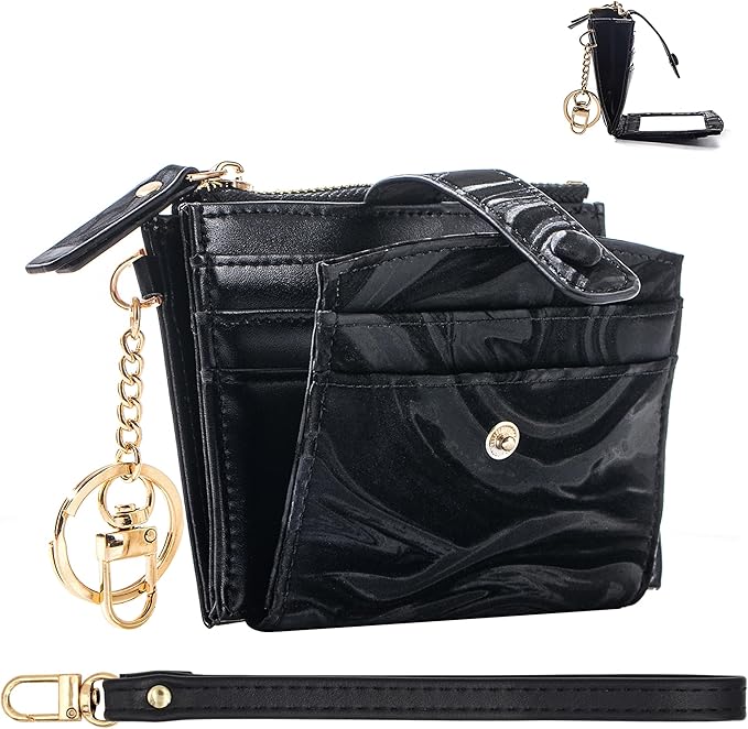 Keychain Wallet Wristlet Small Credit Card Holder Bracelet Key Chain Purse Bangle Tassel Beads Key Rings for Women