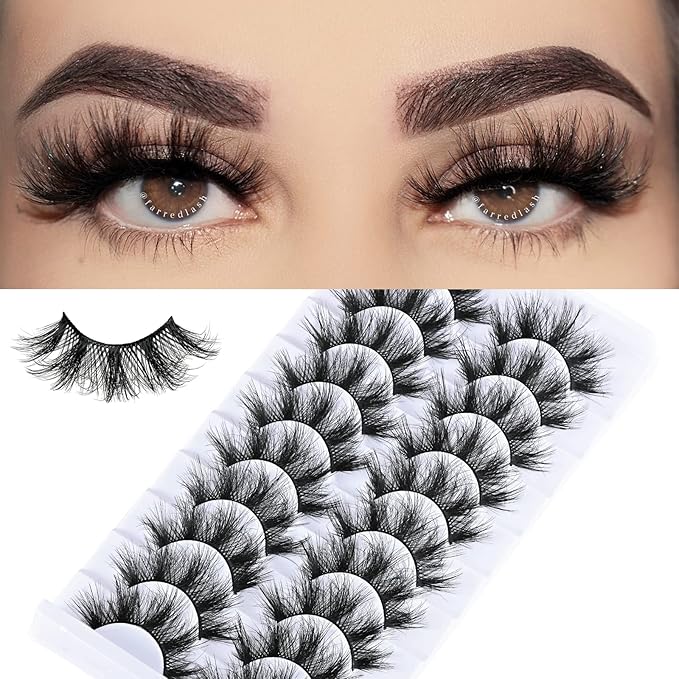 FARRED Wispy Lashes Fluffy Eyelashes False Eye Lash Strips 10 Pairs Doll Eye Mink Eyelash Wispies Pestañas Natural Look