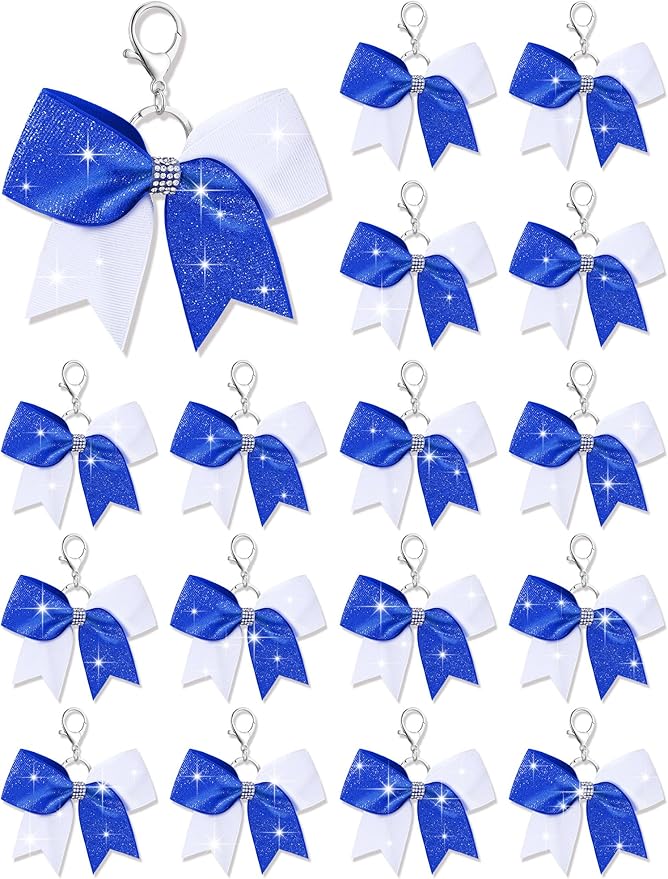 Tondiamo Cheer Bow Keychain Cheer Keychain with Rhinestones Cheerleader Keyrings for Teen Cheerleading Sports Accessory