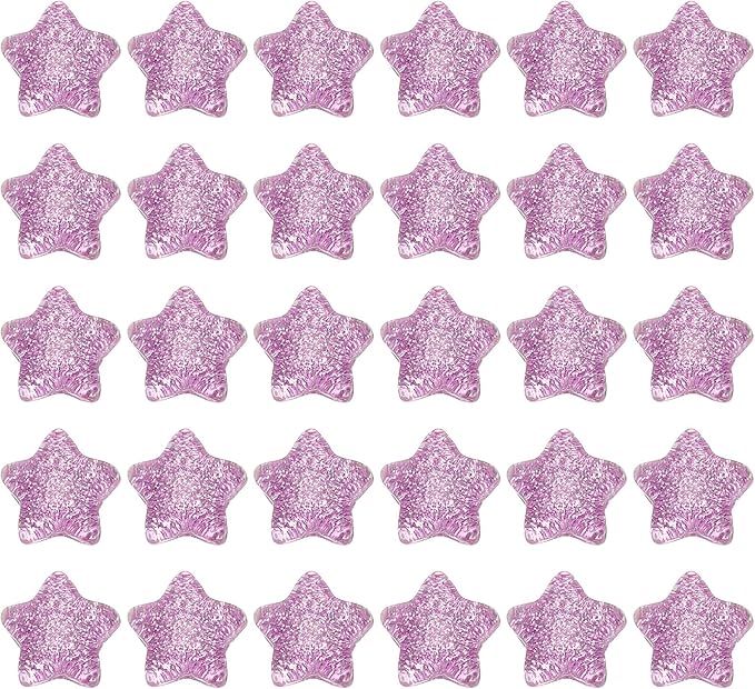 PATIKIL 30 Pcs Flat Back Resin Charms, Glitter Star Charms Bulk Mini Star Shape Flat Back Beads Embellishments for DIY Crafts Phone Case, Purple