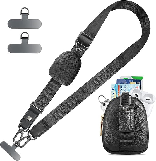 UKON Adjustable Phone Lanyard Crossbody Strap With Wallet Clip-and-Go Strap with Zippered Pouch Widened Phone String for iPhone Hands-Free for Travelling Concerts