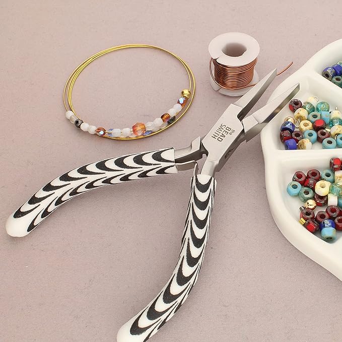 The Beadsmith Flat Nose Pliers – Zebra Print Line – 5 inches (127mm) – Comfortable Handle with Double Leaf Springs – Jewelry Making Tool for Creating Bracelets, Earrings and Necklaces