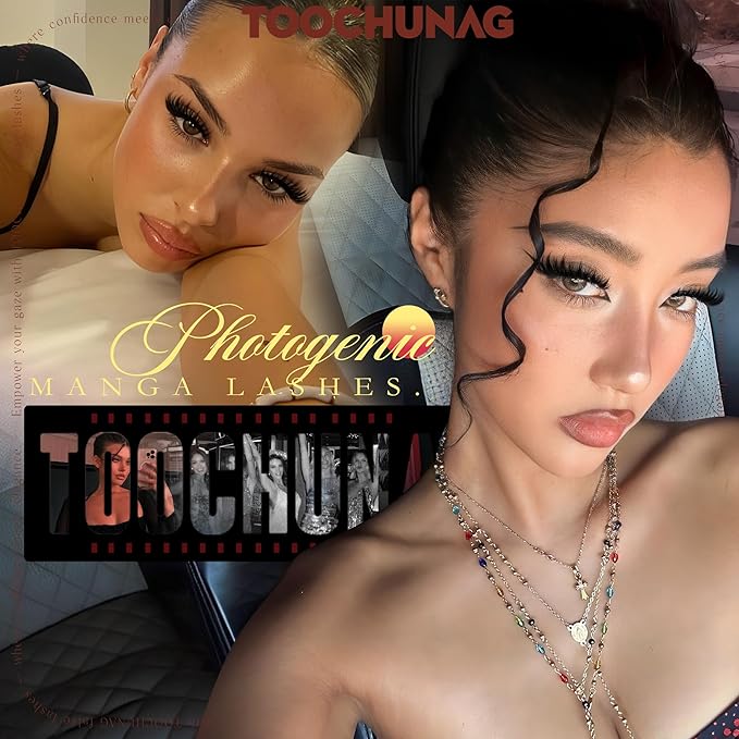 TOOCHUNAG Manga Lash Clusters 12-16MM Natural Eyelash Clusters D Curly Anime Individual Lashes Volume Cluster Eyelash Extensions Wispy False Lashes Clusters for Everyday Use