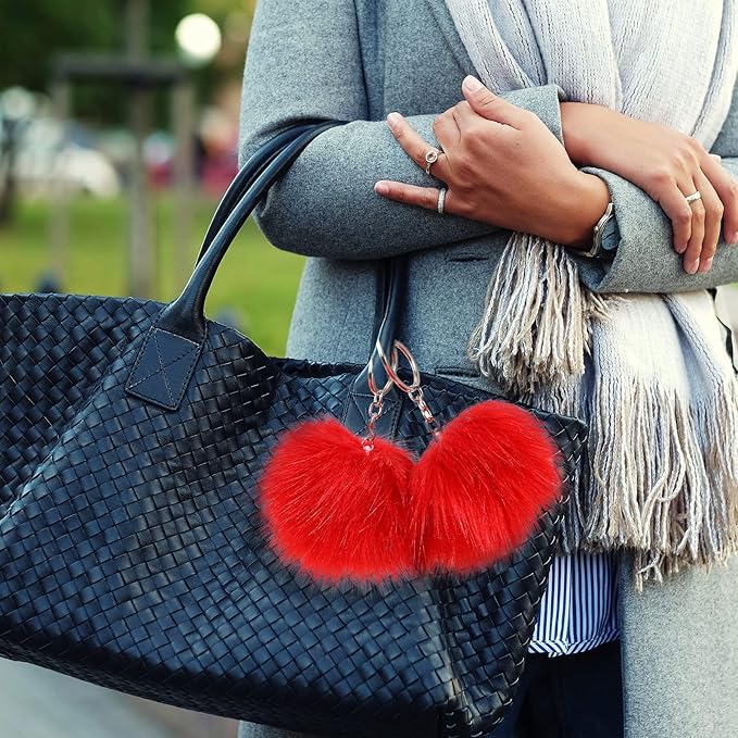 Tatuo 16 Pcs Faux Fur Pom Poms for Hat 4 Inches Large Fluffy Pom Balls for Crafts Knitting Beanies Shoes Scarves Bag Pompoms Keychain Charms Winter DIY Accessories (Red)