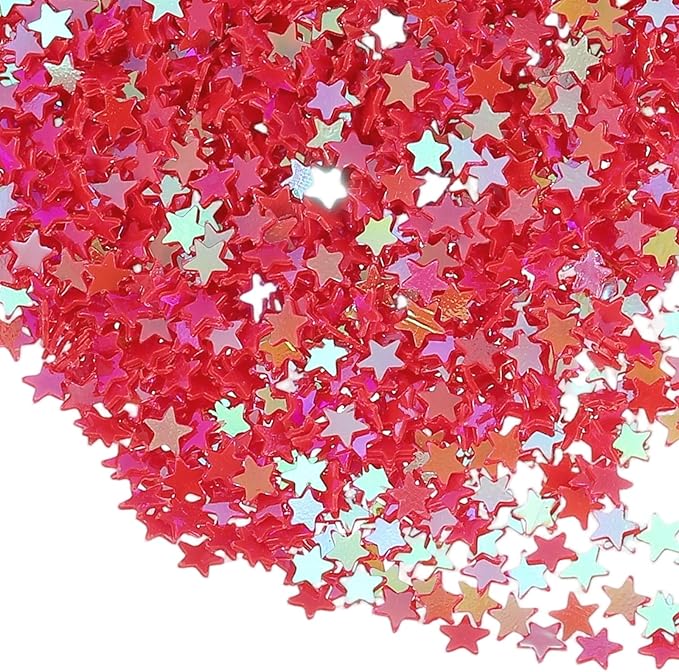 uxcell 1.94oz(55g) Star Glitter Confetti, 3mm Art Craft Glitter Holographic Sequins Table Confetti Laser Sequins for Crafts DIY Nail and Party Wedding Festival Decoration, Red