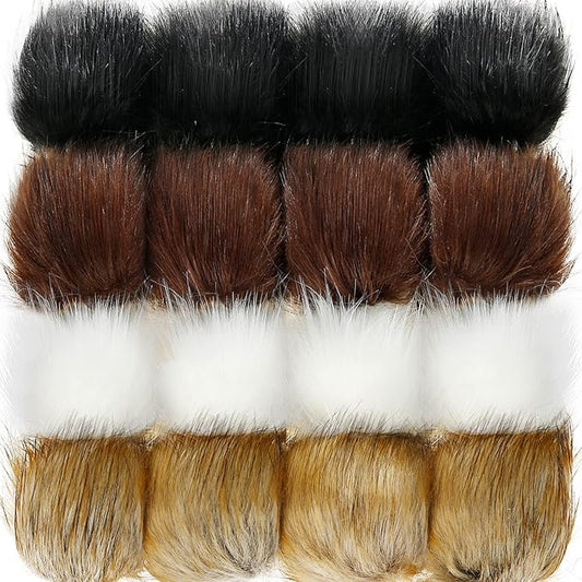 Tatuo 16 Pcs Faux Fur Pom Poms for Hat 4 Inches Large Fluffy Pom Balls for Crafts Knitting Beanies Shoes Scarves Bag Pompoms Keychain Charms Winter DIY Accessories (Black,White,Natural,Coffee)