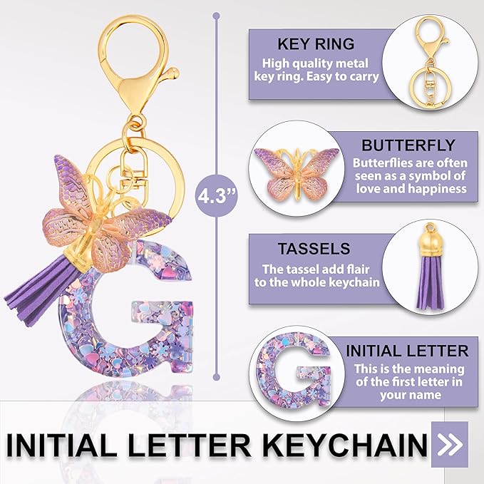 Alphabet Initial Letter Keychain Cute Heart Resin - Letter Keychain for Backpack Charms - Initial Keychains for Women